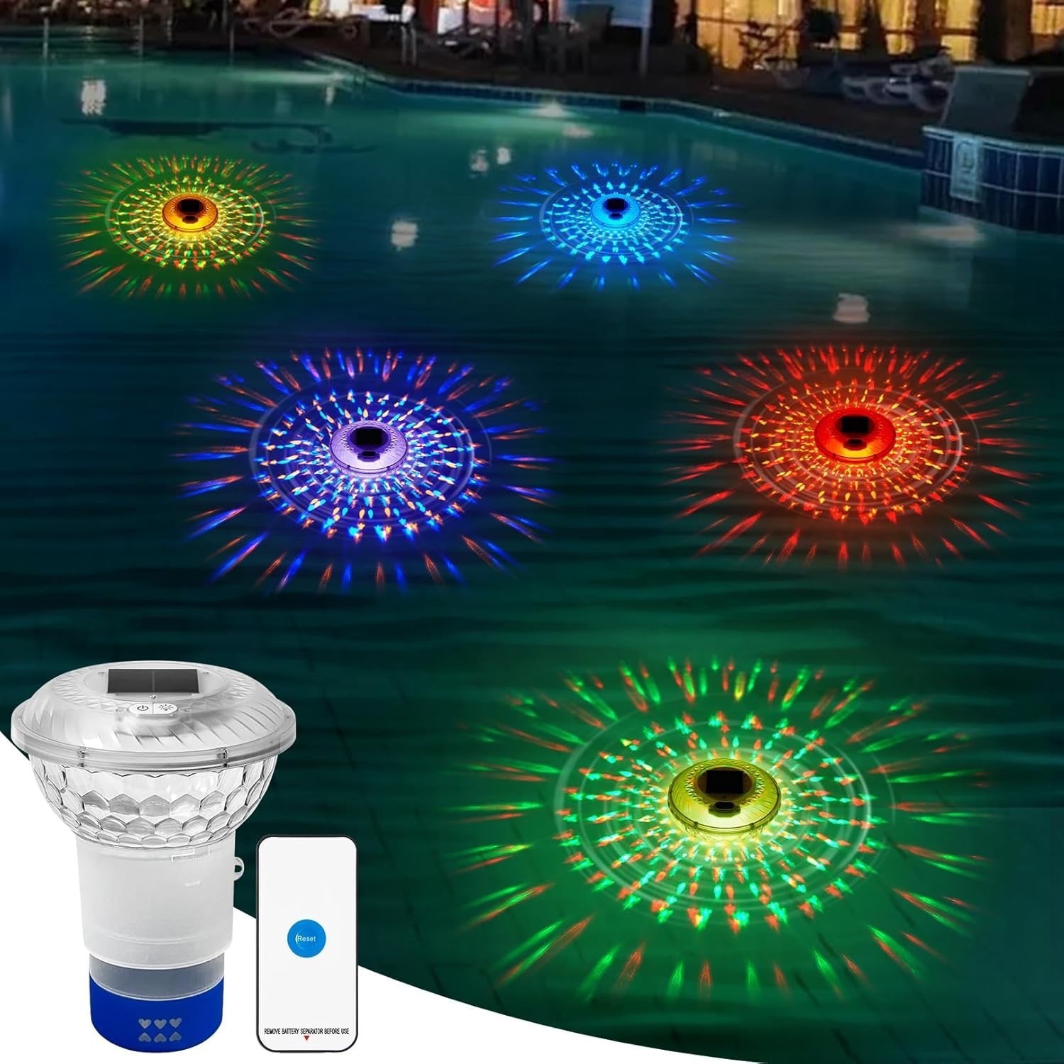 Pool Light Solar Rechargeable - Uzaktan Kumandalı Güneş Enerjili Şarj Edilebilir